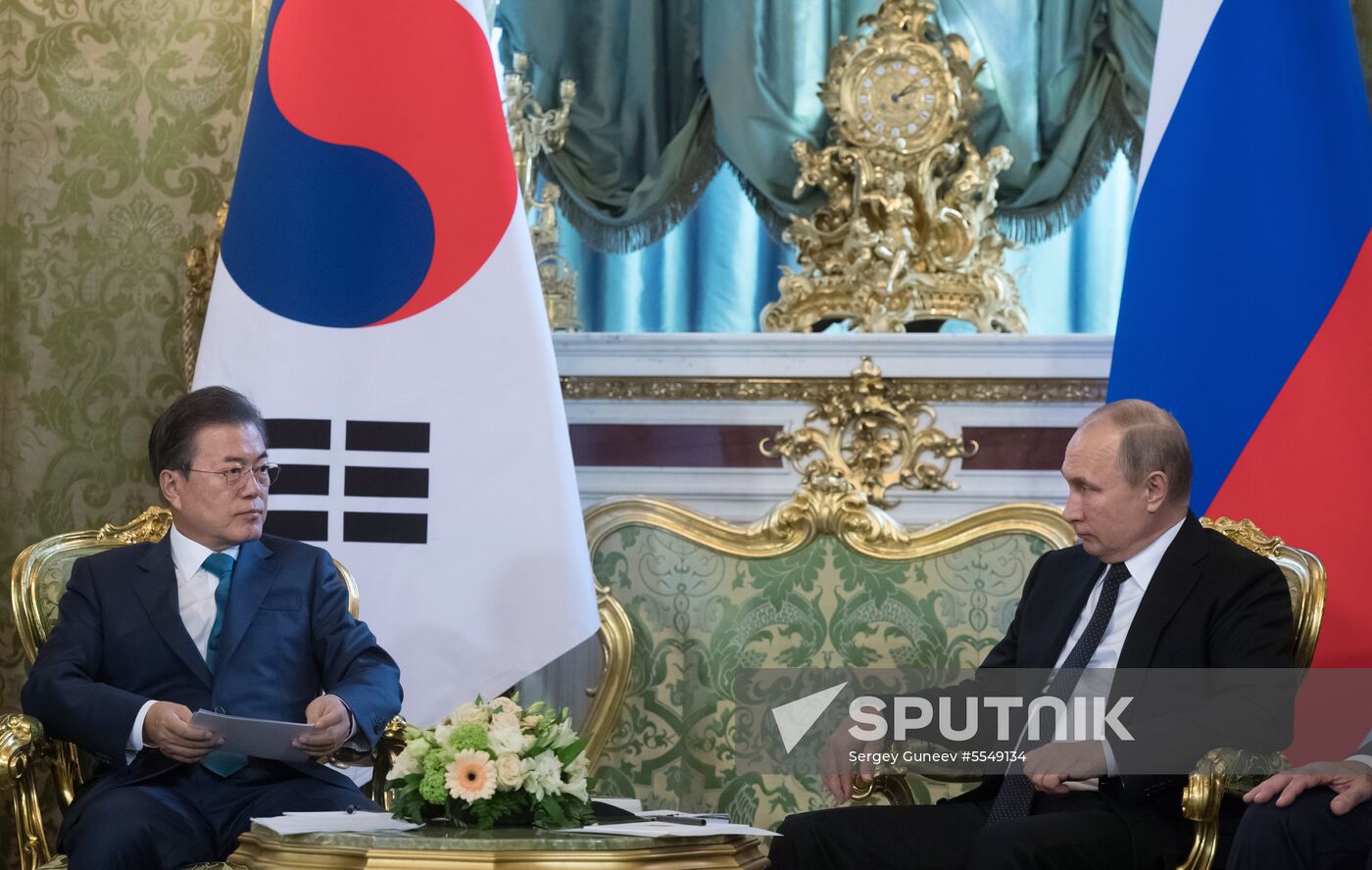 Russian President Vladimir Putin meets with President of Republic of Korea Moon Jae-in