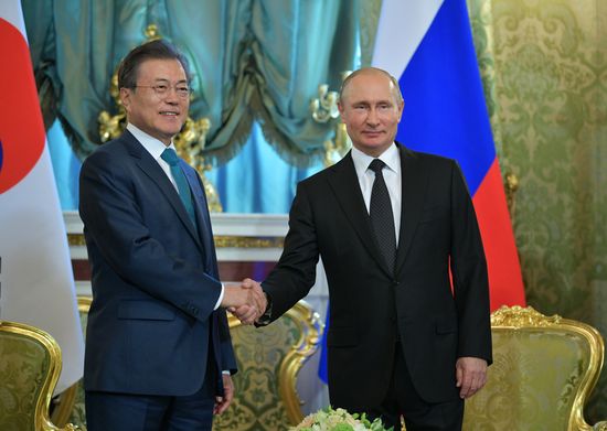 Russian President Vladimir Putin meets with President of Republic of Korea Moon Jae-in