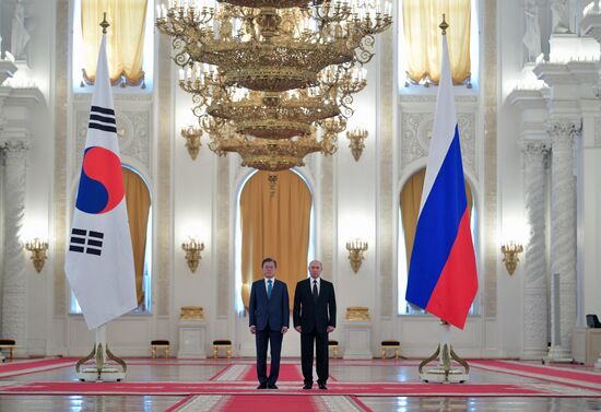 Russian President Vladimir Putin meets with President of Republic of Korea Moon Jae-in