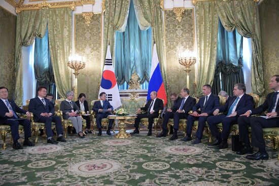 Russian President Vladimir Putin meets with President of Republic of Korea Moon Jae-in