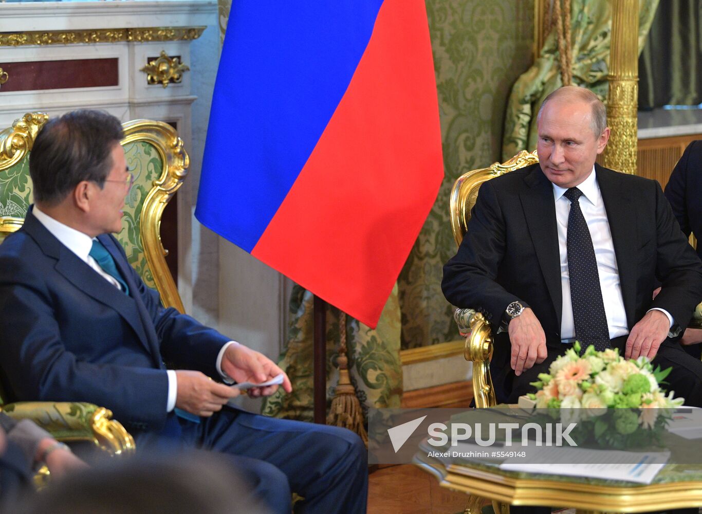 Russian President Vladimir Putin meets with President of Republic of Korea Moon Jae-in