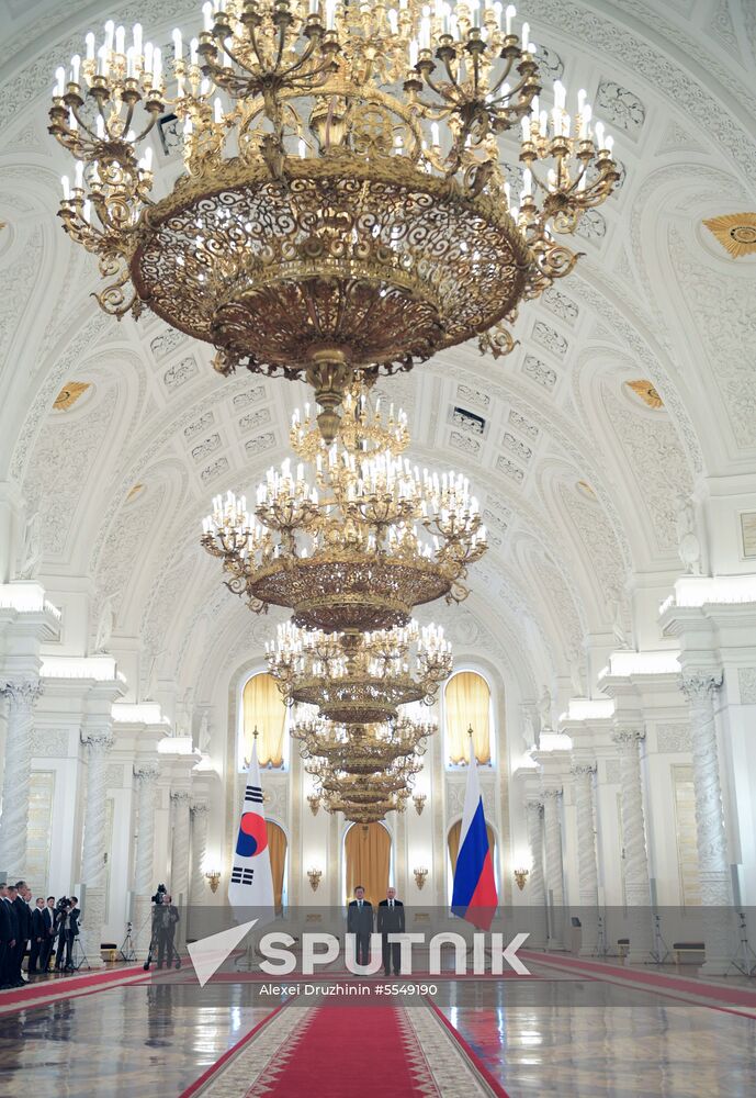Russian President Vladimir Putin meets with President of Republic of Korea Moon Jae-in