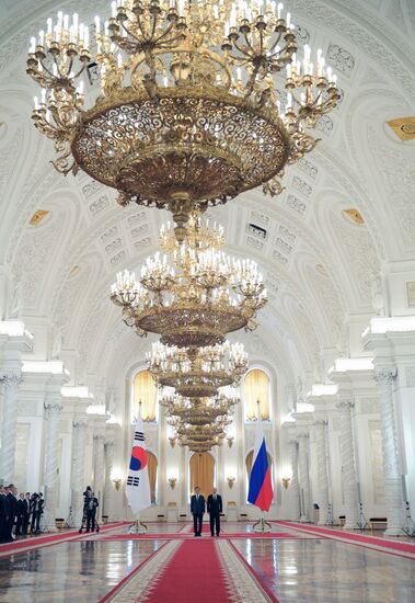 Russian President Vladimir Putin meets with President of Republic of Korea Moon Jae-in