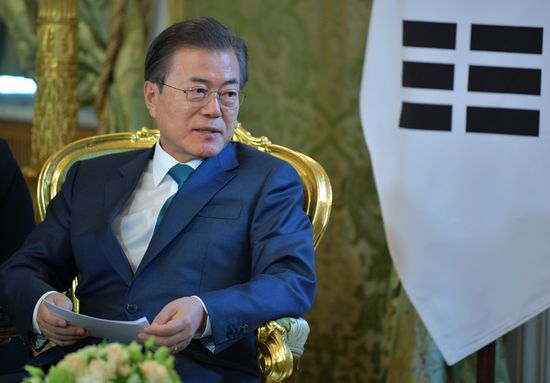 Russian President Vladimir Putin meets with President of Republic of Korea Moon Jae-in
