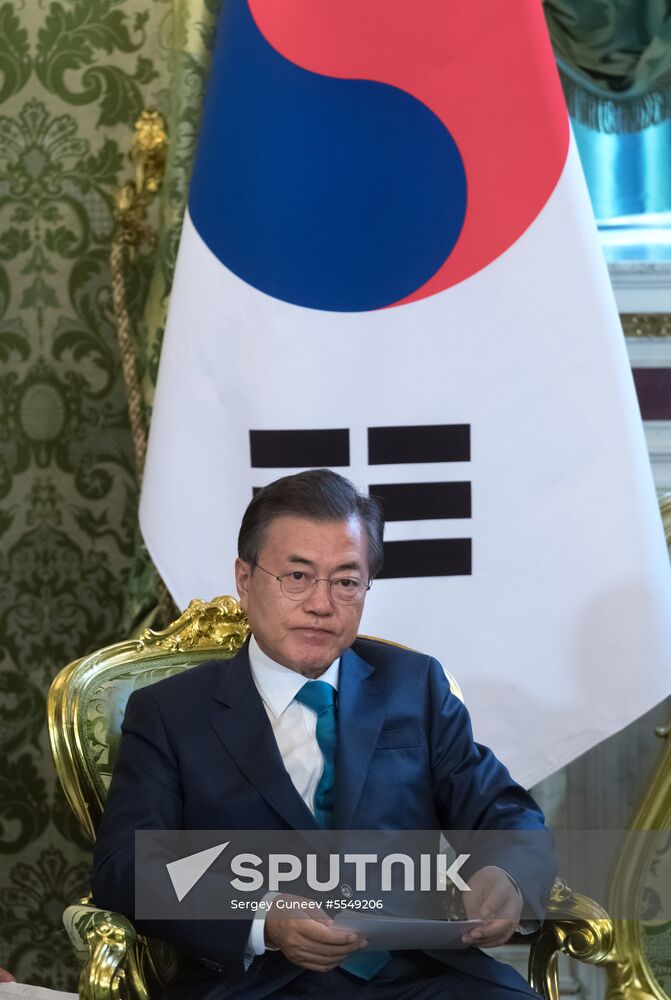 Russian President Vladimir Putin meets with President of Republic of Korea Moon Jae-in