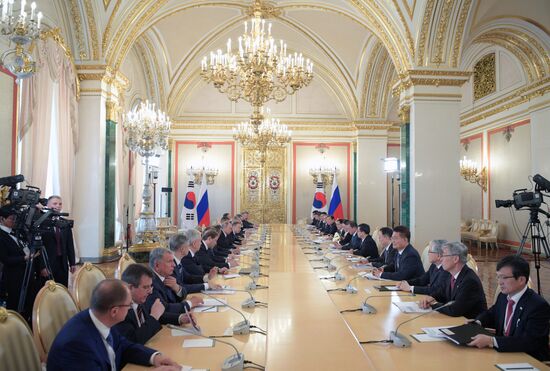 Russian President Vladimir Putin meets with President of Republic of Korea Moon Jae-in