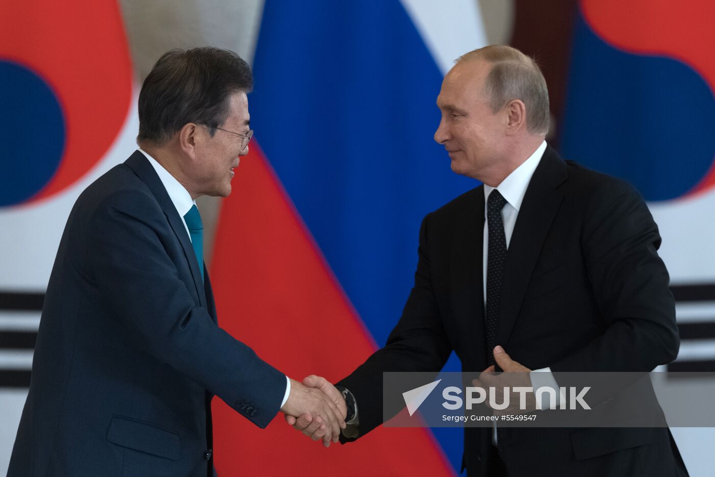 Russian President Vladimir Putin meets with President of Republic of Korea Moon Jae-in