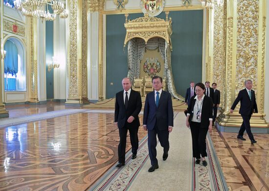 Russian President Vladimir Putin meets with President of Republic of Korea Moon Jae-in