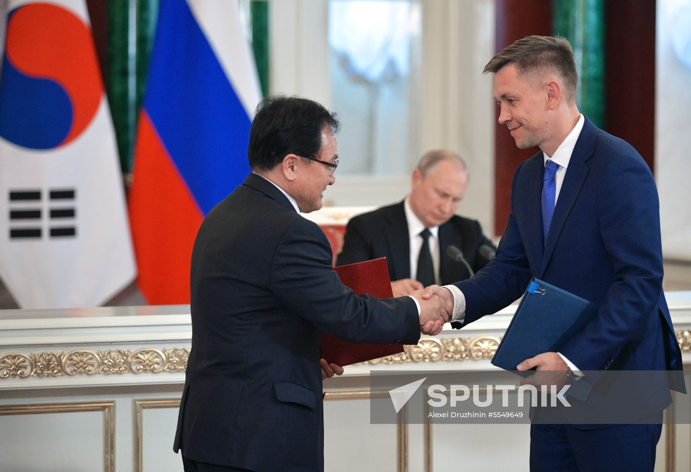 Russian President Vladimir Putin meets with President of Republic of Korea Moon Jae-in