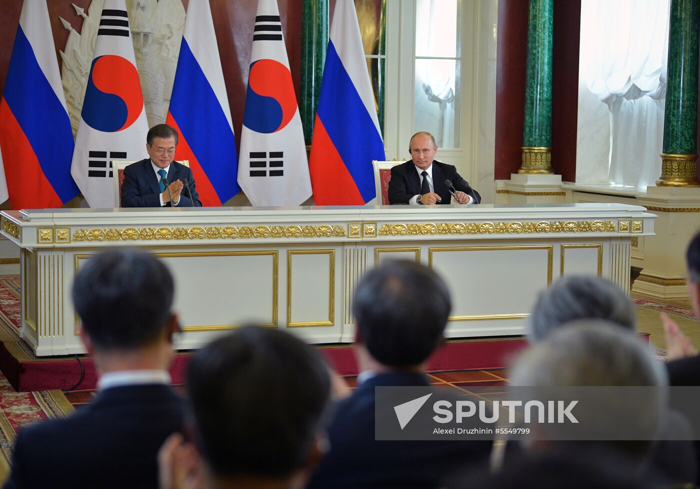 Russian President Vladimir Putin meets with President of Republic of Korea Moon Jae-in
