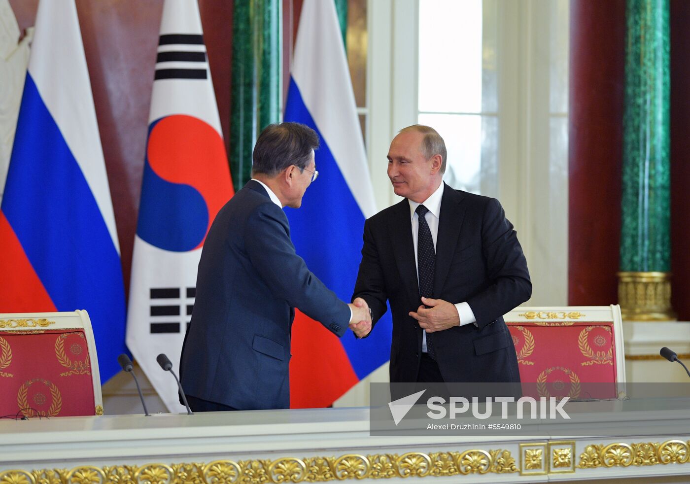 Russian President Vladimir Putin meets with President of Republic of Korea Moon Jae-in