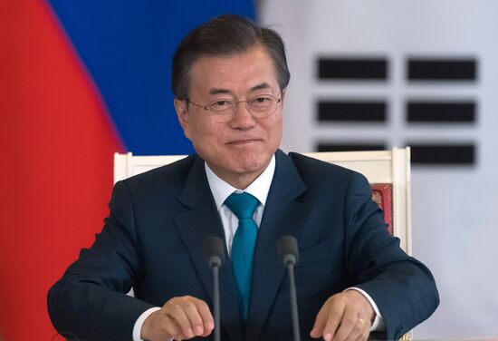 Russian President Vladimir Putin meets with President of Republic of Korea Moon Jae-in