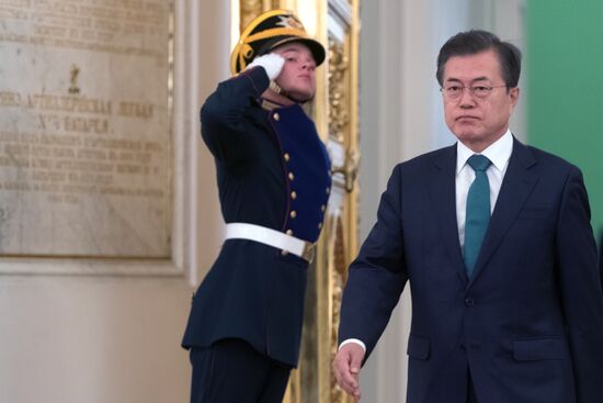 Russian President Vladimir Putin meets with President of Republic of Korea Moon Jae-in