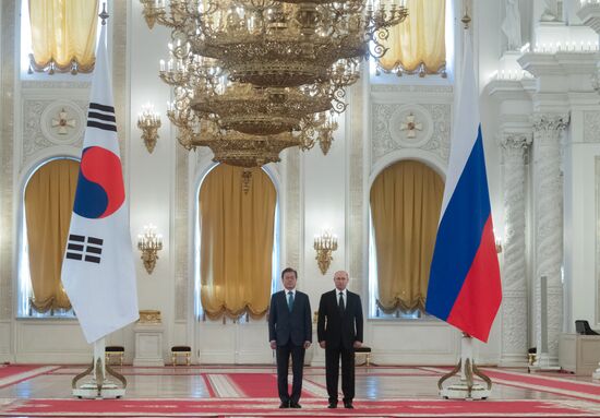 Russian President Vladimir Putin meets with President of Republic of Korea Moon Jae-in