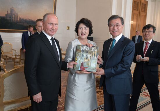 Russian President Vladimir Putin meets with President of Republic of Korea Moon Jae-in