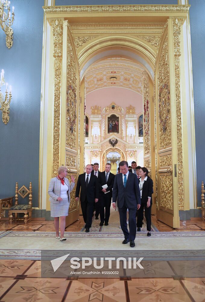 Russian President Vladimir Putin meets with President of Republic of Korea Moon Jae-in