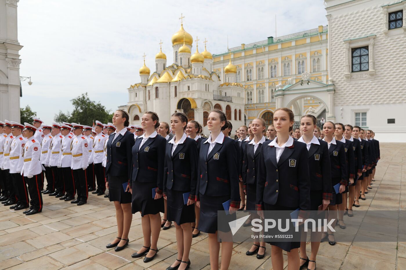 Graduation ceremony of Moscow military schools on Cathedral Square in Moscow