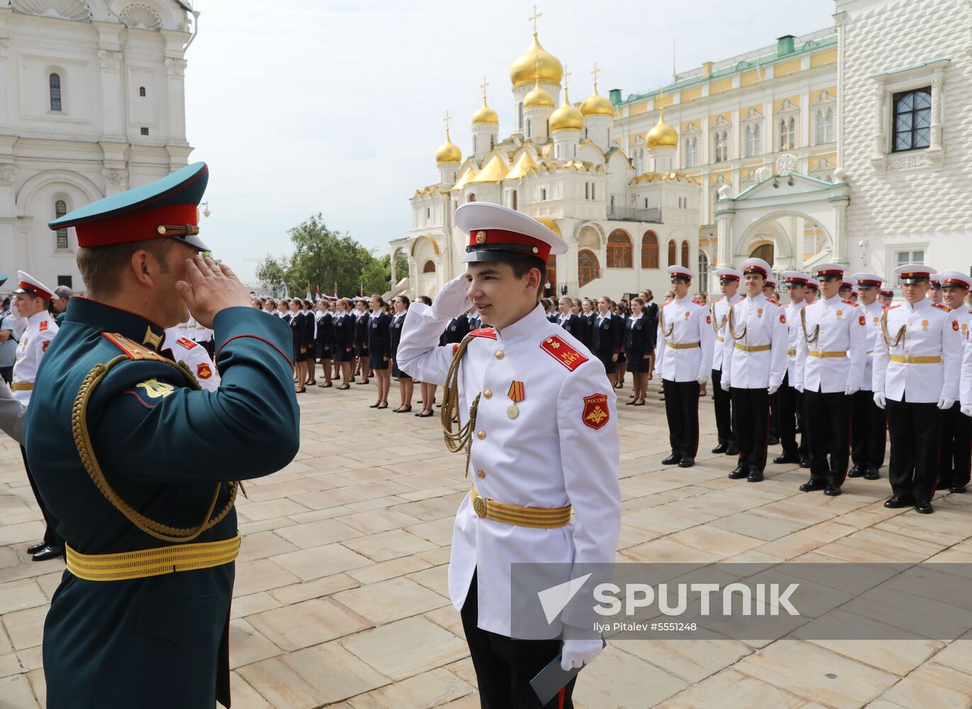 Graduation ceremony of Moscow military schools on Cathedral Square in Moscow
