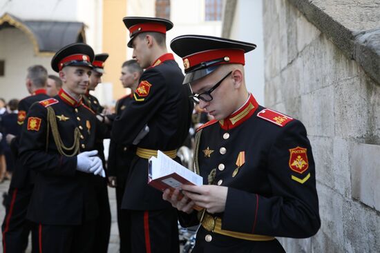 Graduation ceremony of Moscow military schools on Cathedral Square in Moscow