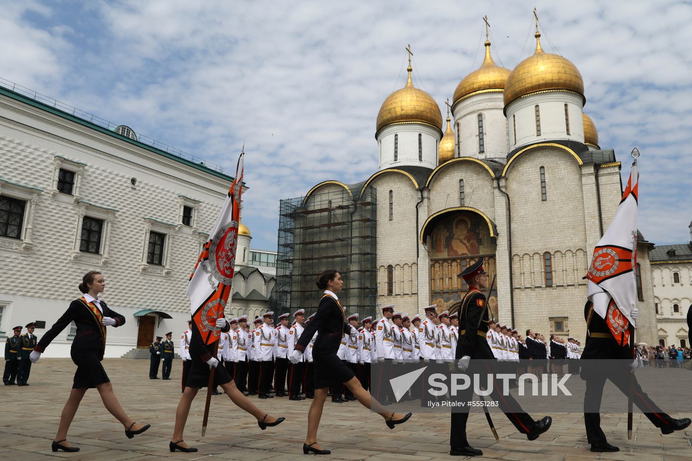 Graduation ceremony of Moscow military schools on Cathedral Square in Moscow