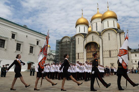 Graduation ceremony of Moscow military schools on Cathedral Square in Moscow
