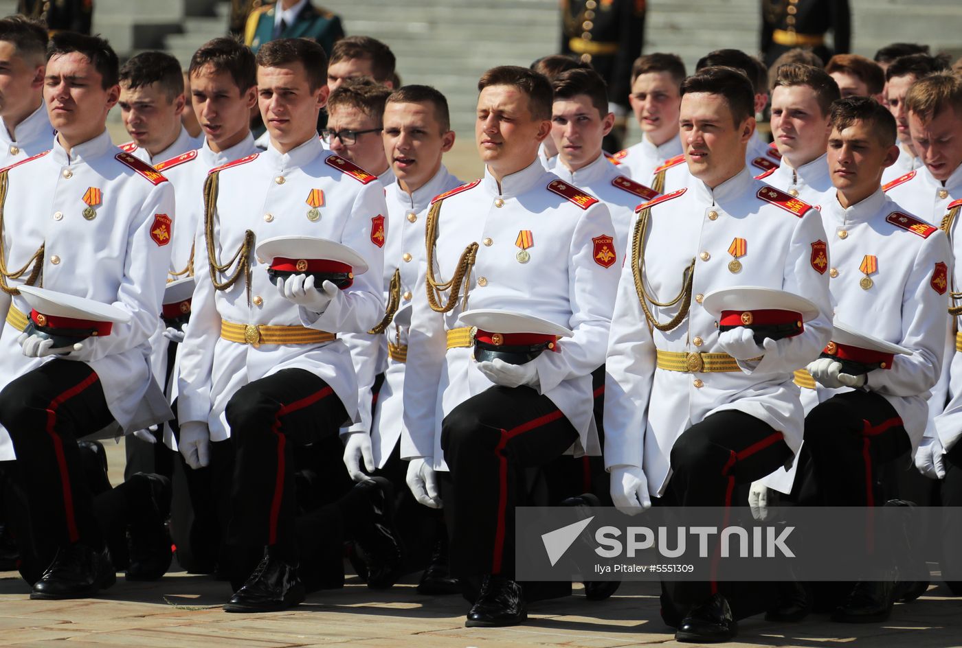 Graduation ceremony of Moscow military schools on Cathedral Square in Moscow