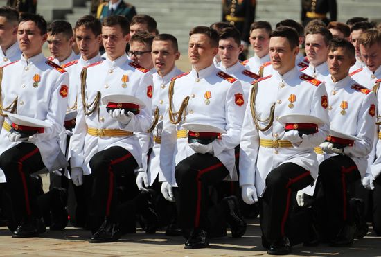 Graduation ceremony of Moscow military schools on Cathedral Square in Moscow