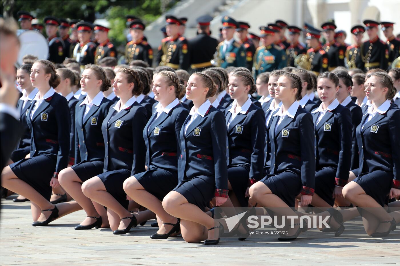 Graduation ceremony of Moscow military schools on Cathedral Square in Moscow