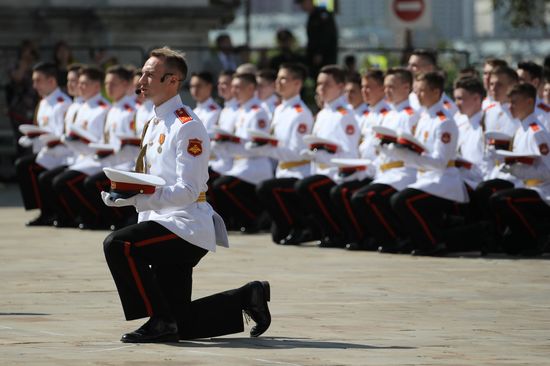 Graduation ceremony of Moscow military schools on Cathedral Square in Moscow