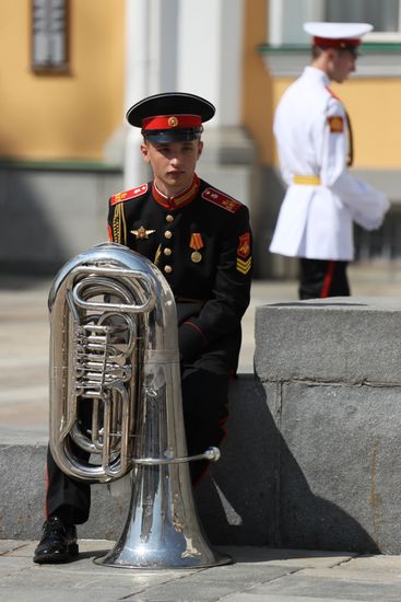 Graduation ceremony of Moscow military schools on Cathedral Square in Moscow