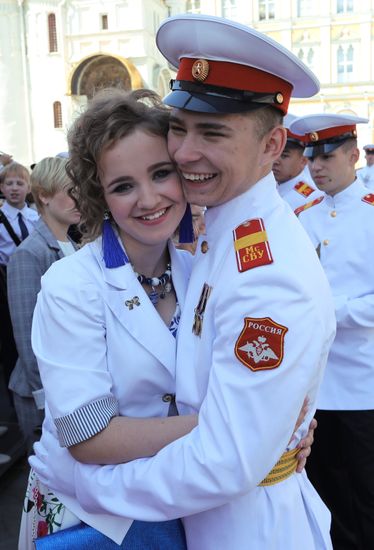 Graduation ceremony of Moscow military schools on Cathedral Square in Moscow