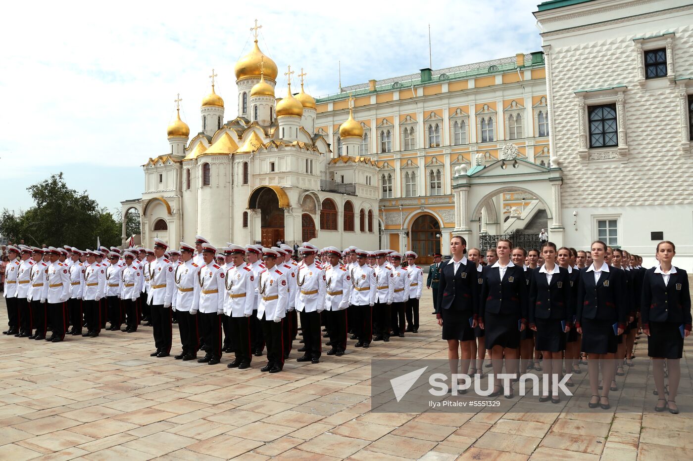Graduation ceremony of Moscow military schools on Cathedral Square in Moscow
