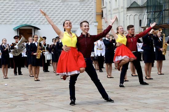 Graduation ceremony of Moscow military schools on Cathedral Square in Moscow