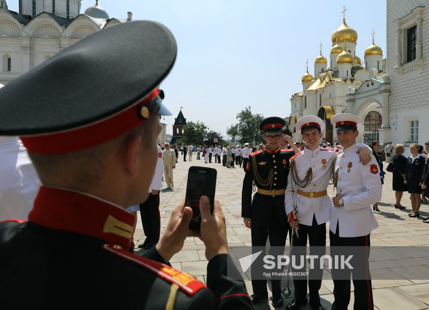 Graduation ceremony of Moscow military schools on Cathedral Square in Moscow