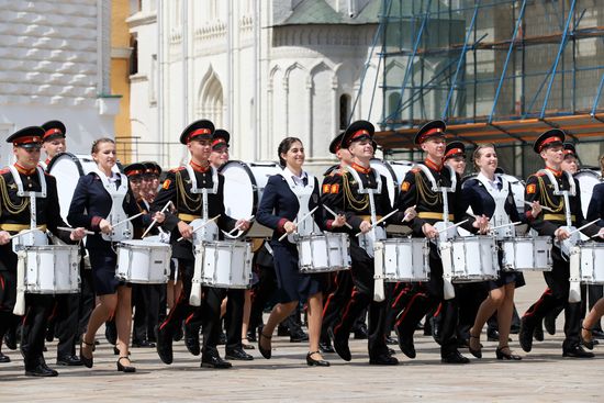 Graduation ceremony of Moscow military schools on Cathedral Square in Moscow