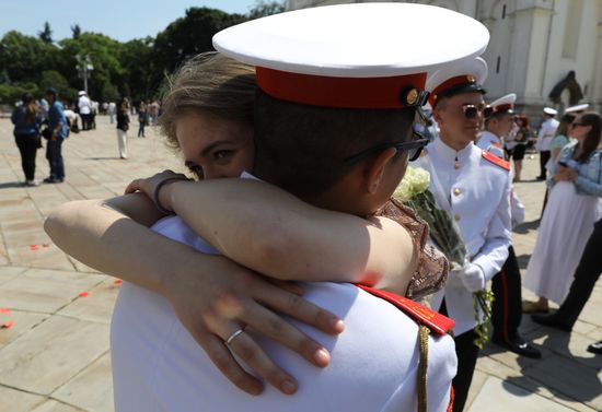 Graduation ceremony of Moscow military schools on Cathedral Square in Moscow