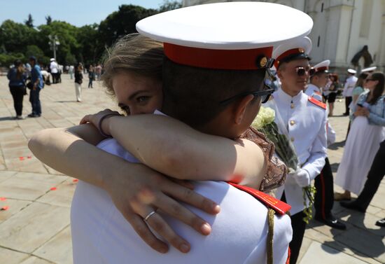 Graduation ceremony of Moscow military schools on Cathedral Square in Moscow