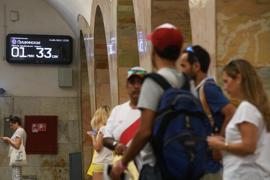Countdown panel in Moscow metro