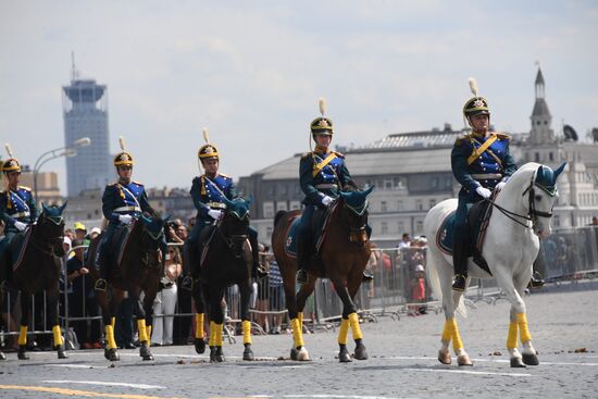 Presidential Regiment guard mounting rehearsal on Red Square