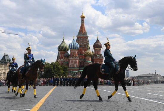 Presidential Regiment guard mounting rehearsal on Red Square