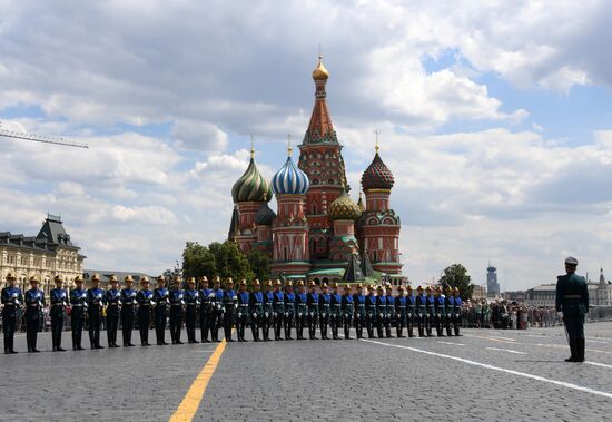 Presidential Regiment guard mounting rehearsal on Red Square