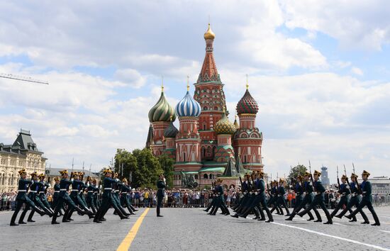 Presidential Regiment guard mounting rehearsal on Red Square