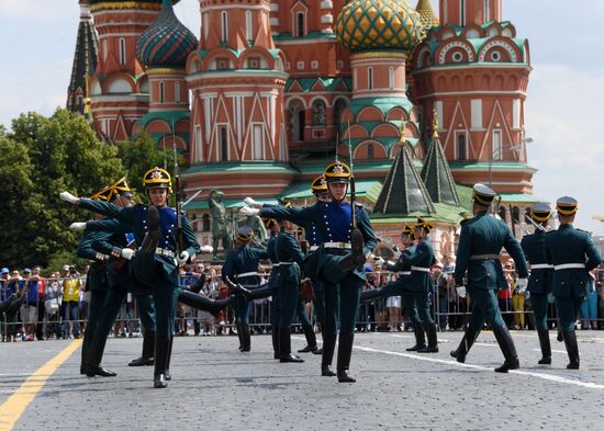 Presidential Regiment guard mounting rehearsal on Red Square