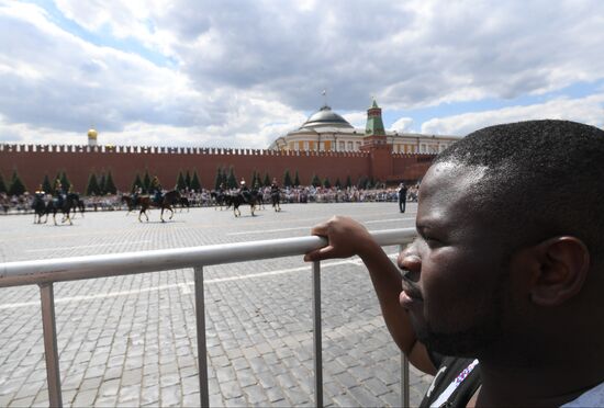 Presidential Regiment guard mounting rehearsal on Red Square