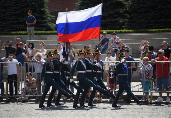 Presidential Regiment guard mounting rehearsal on Red Square