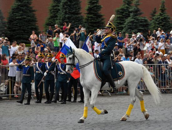 Presidential Regiment guard mounting rehearsal on Red Square