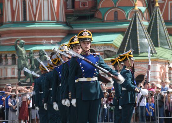 Presidential Regiment guard mounting rehearsal on Red Square