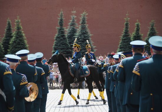 Presidential Regiment guard mounting rehearsal on Red Square