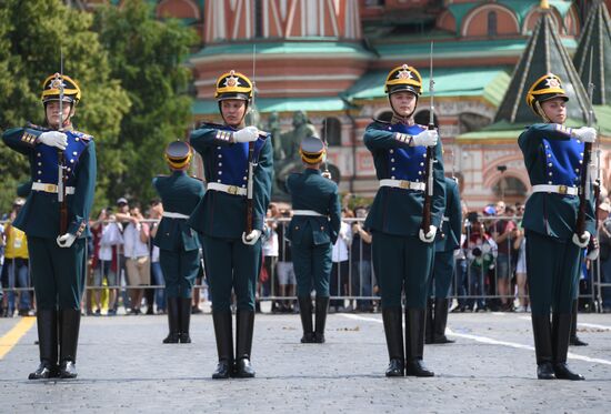 Presidential Regiment guard mounting rehearsal on Red Square