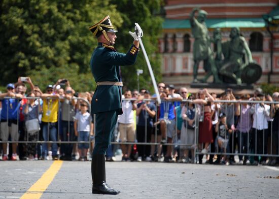 Presidential Regiment guard mounting rehearsal on Red Square